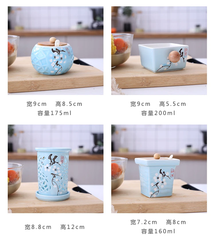 Керамическая кастрюля/Сковорода и палочками для еды приправы коробка соль