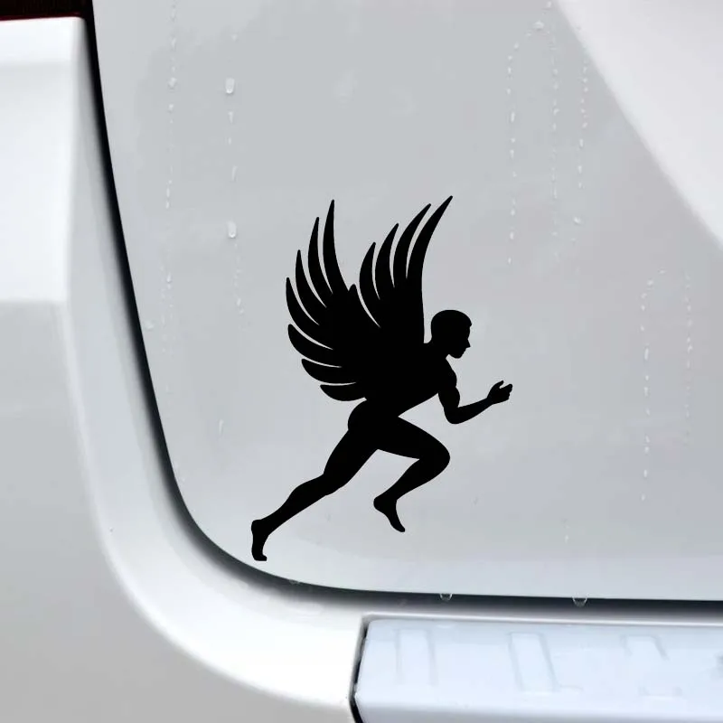 YJZT 8.6*12CM Decal Silhoutte Cool Design Fitness Angel Running Covering The Body Car Sticker Black/Silver C20-1402 | Автомобили и
