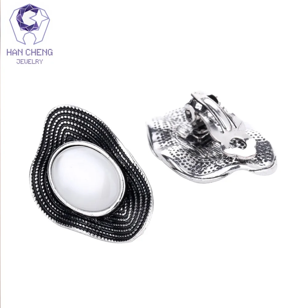 Новые Модные Винтажные серьги HanCheng с овальным опалом клипсы Необычные