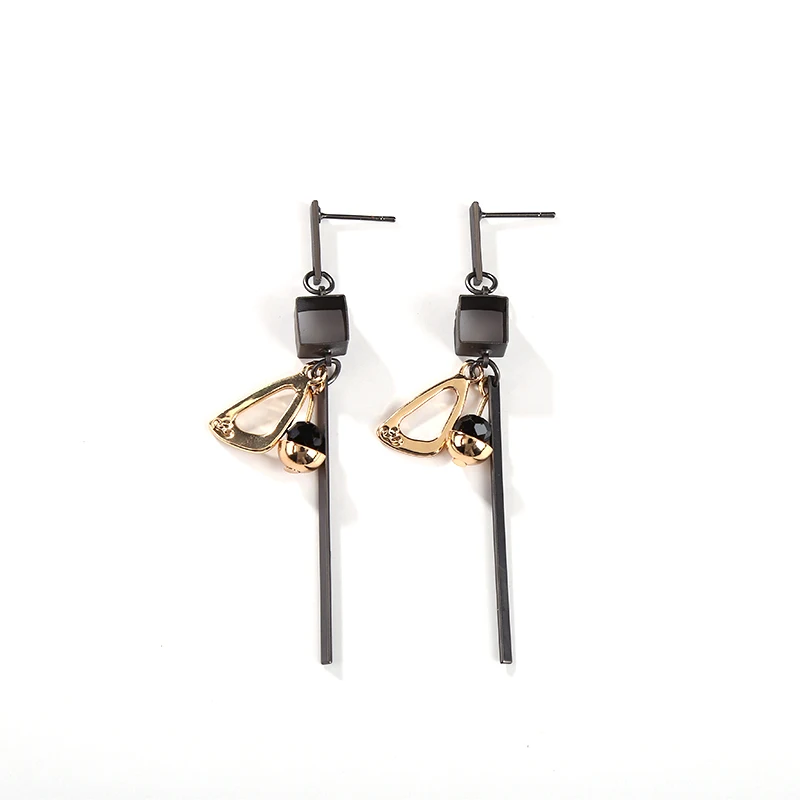 Геометрические полые золотые крылья маленький куб Висячие Серьги Винтаж бохо