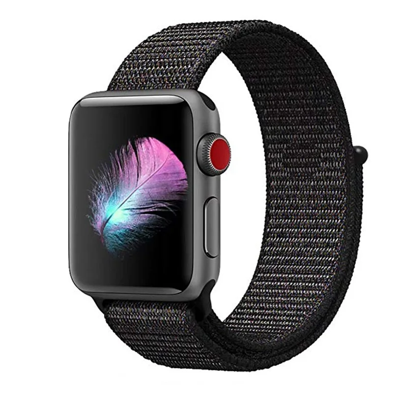 Platinum black Нейлон тканые запасные браслет ремешок для наручных часов Apple Watch, версии 44/42/40/38 мм дышащий спортивный бесшовный ремешок для наручных часов iWatch серии 4/3/2/1 - Цвет ремешка: Platinum black