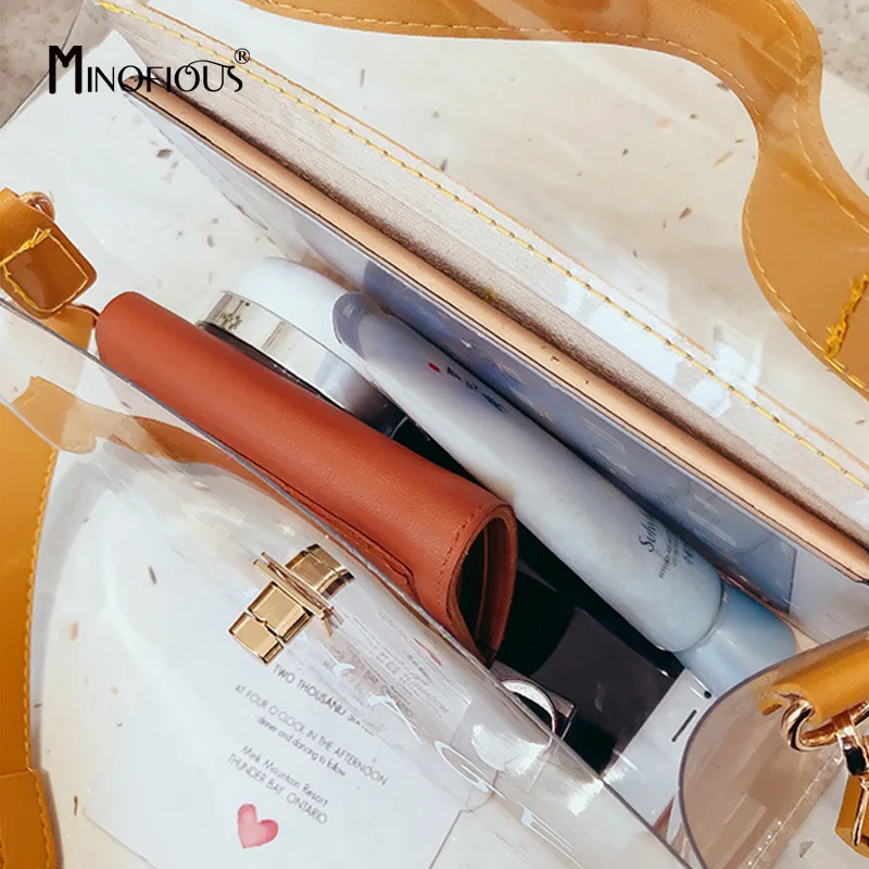 MINOFIOUS для женщин ПВХ прозрачный композитный мешок желе маленькая летняя сумочка