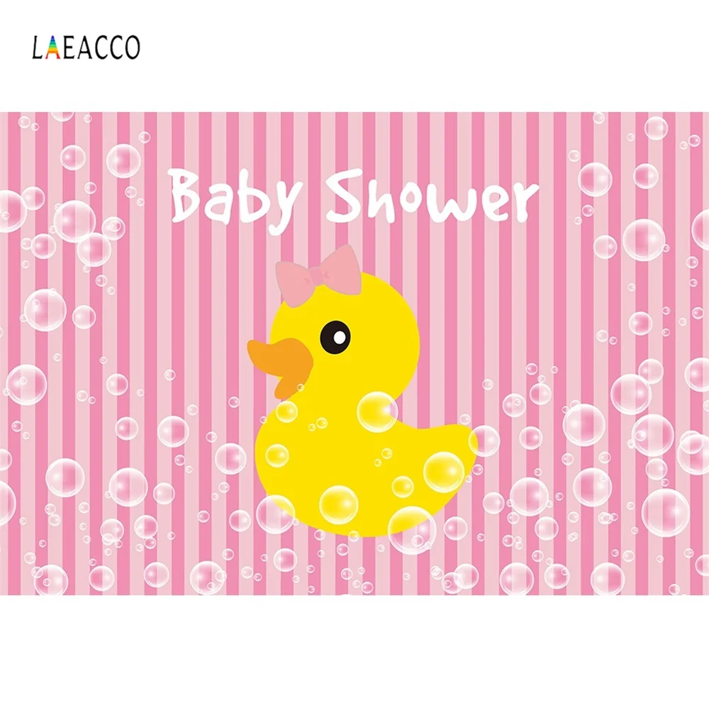 Laeacco Baby Shower фоны розовые полосы сладкий утка пузырь семья баннер для