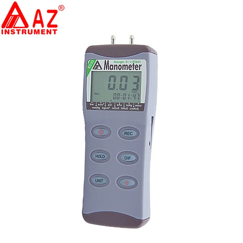 

AZ8230 Digital manometer AZ differential pressure tester meter with pressure measuring range 0~+/-30PSI