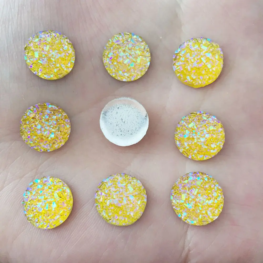 Yellow 40 шт., блестящие стразы AB из смолы, 12 мм, руда, круглые с плоской задней стороной, скрапбук, сделай сам, аксессуары для изготовления ювелирных изделий, PD67 - Цвет: Yellow