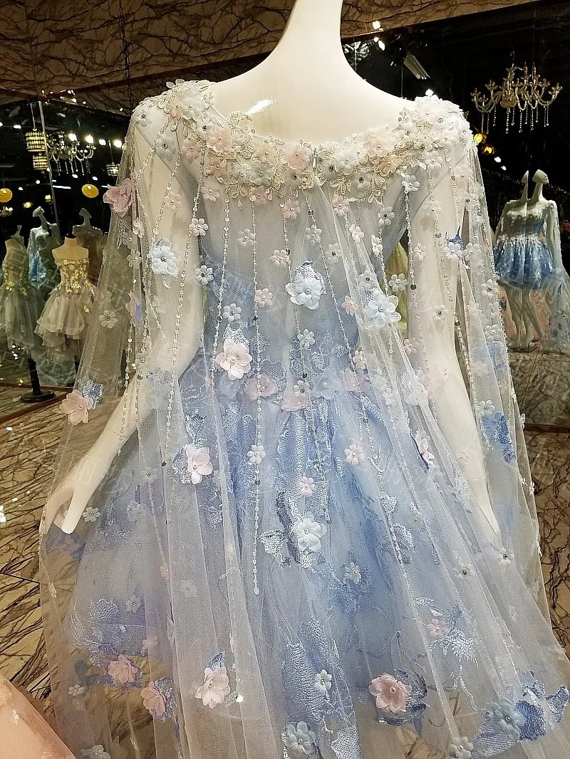 CloverBridal романтические кружевные аппликации чай Длина Розовый платье для беременных выпускного вечера с длинным мягким тюлем плеча пряжи для беременных женщин