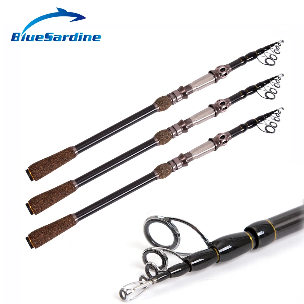 

BlueSardine Spinning Fishing Rod Carbon Telescopic Sea Lure Rod Fishing Tackle 1.8M 2.1M 2.4M 2.7M