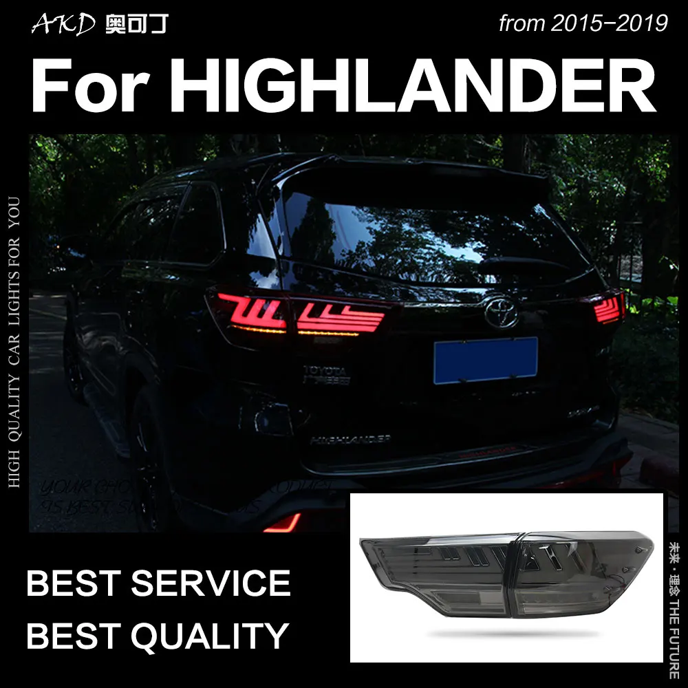 Автомобильный Стайлинг для Toyota Highlander задние фонари светодиодная… для Kluger задний фонарь DRL динамический сигнал тормоза обратный аксессуары