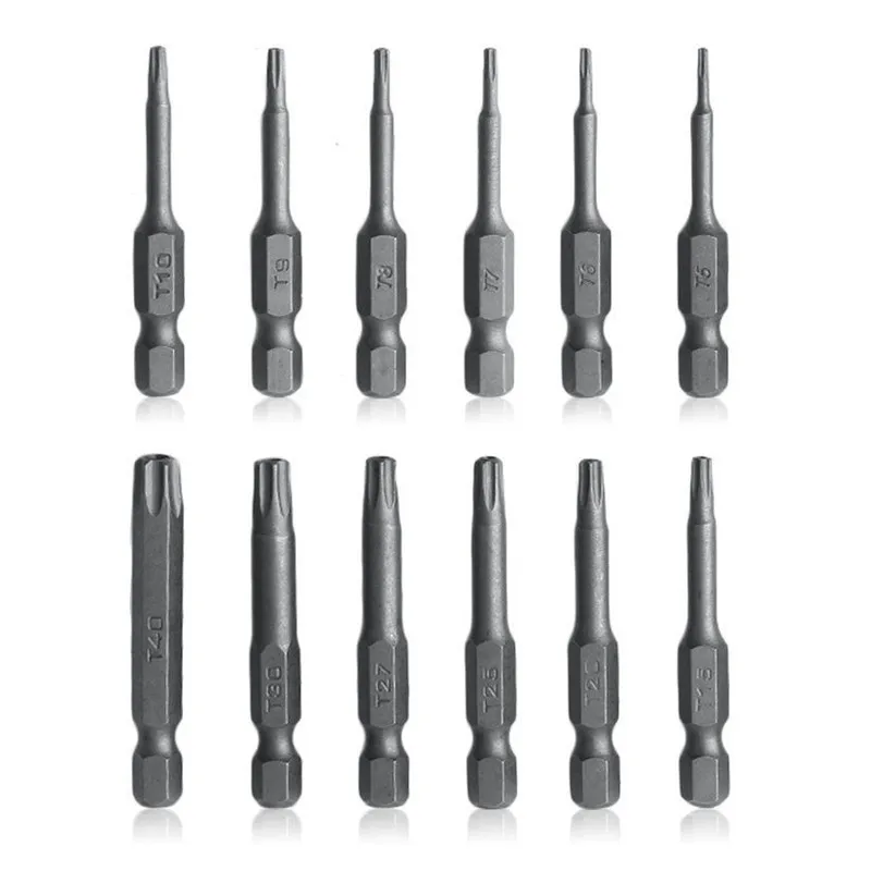 12 шт 1/4 дюйма 50 мм * T5 T40 набор магнитных наконечников для отверток|torx screwdriver bits