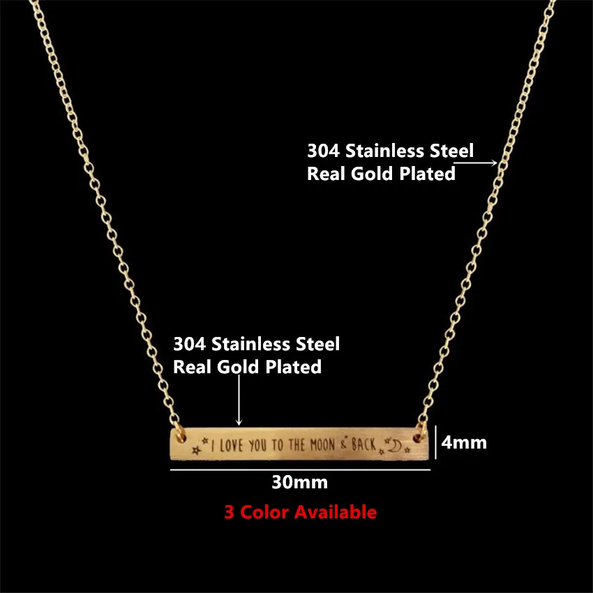Ожерелье с подвеской Я тебя люблю к Луне и задней панели Женская Золотая цепочка