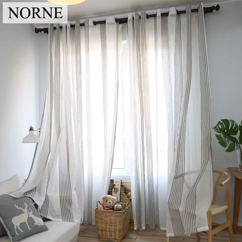 

NORNE Modern Tulle Window Curtains For Living Room The Bedroom The Kitchen Cortina(rideaux) Strip Sheer Fabric Blinds Drapes