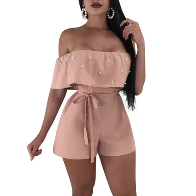 Пикантные короткие комбинезоны без бретелек и Боди для женщин модные с бисером