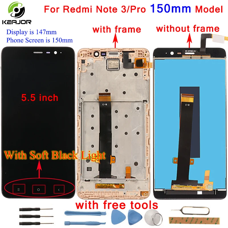 Для Xiaomi Redmi Note 3 ЖК-дисплей+ сенсорный экран+ рамка дигитайзер панель аксессуары для планшета для Redmi Note 3 Pro Prime 150 мм 5,5 дюйма
