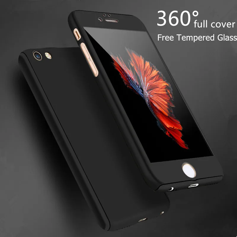 Роскошный Матовый чехол с полной защитой 360 градусов для iPhone 6 6S 7 Plus 5 5S 8 X XS пленка