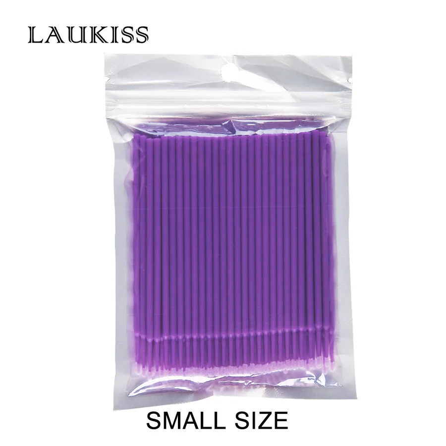 Light purple 100 шт./лот, одноразовые кисти для макияжа, прочные Микро-аппликаторы для наращивания ресниц, кисть для туши для ресниц, клей, чистящий карандаш - Handle Color: Light purple