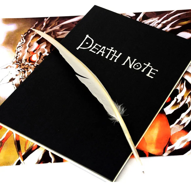 

Anime Death Note Notebook With Quill Pen Light Yagami Raito Kira Cosplay Writing Pads School Student Gift 26cm Long 19.5cm Wide