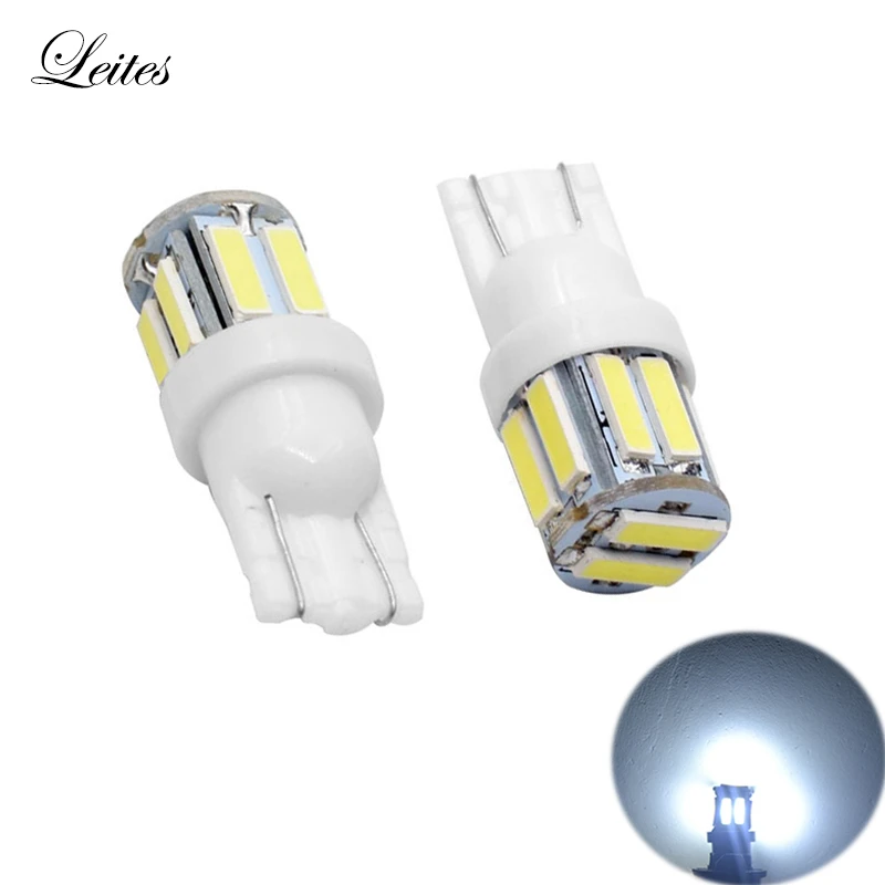 2 шт. белый светодиод T10 7014 10SMD 7020 W5W светодиодные лампы 194 168 2825 Сменные клиновидные