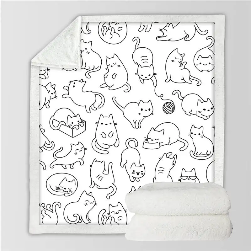 Cat 2 Постельные принадлежности, Outlet, чашка с кошкой, покрывало для кровати, мультяшное Детское покрывало, милое животное, шерпа, плюшевое одеяло, мультяшная кровать для питомца, Манта, постельные принадлежности - Цвет: Cat 2