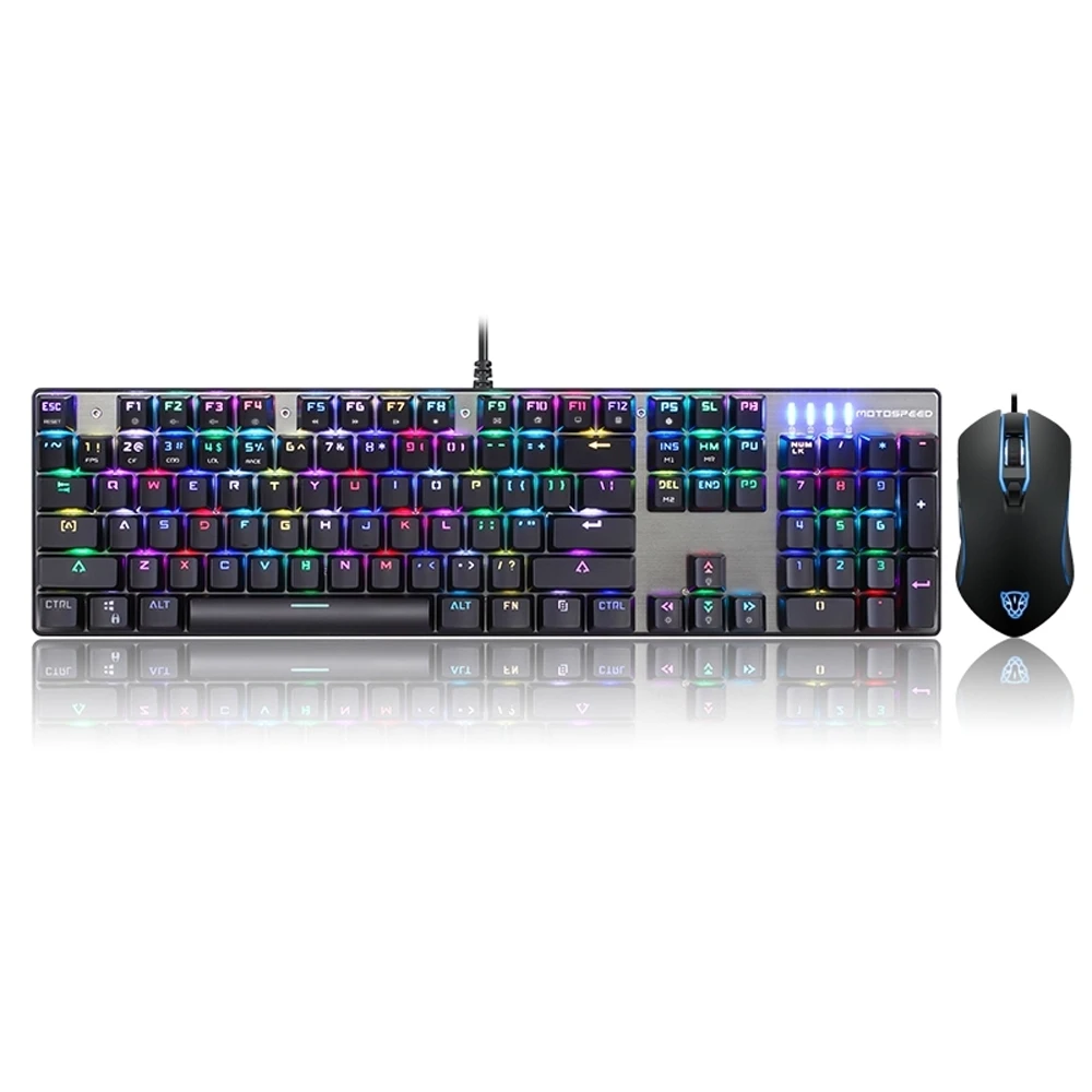 Motospeed CK888 Wried LED Подсветка Игры Механическая клавиатура + регулируемый Точек на