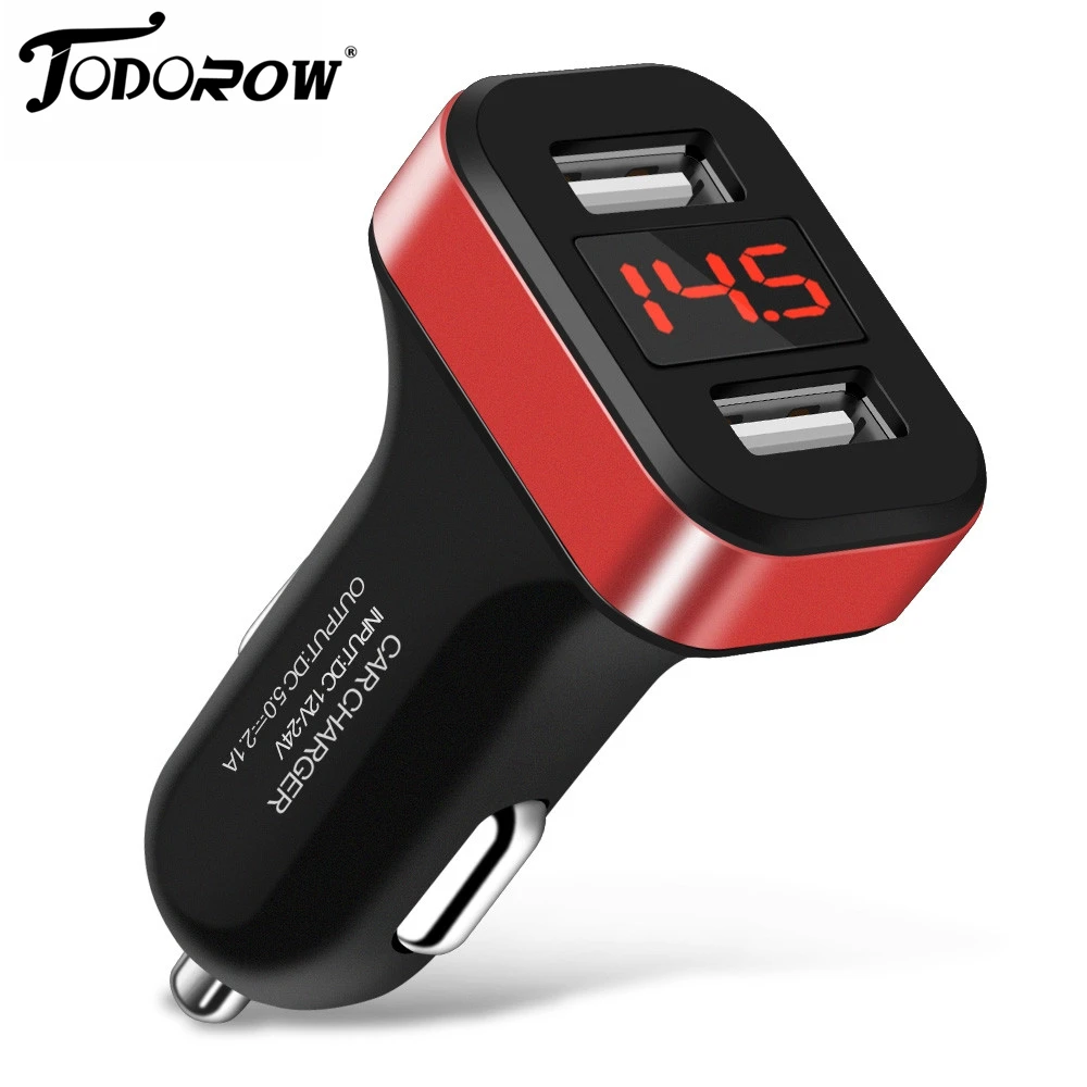 Светодио дный экран автомобильное зарядное устройство для iPhone Samsung 2 Port USB умный