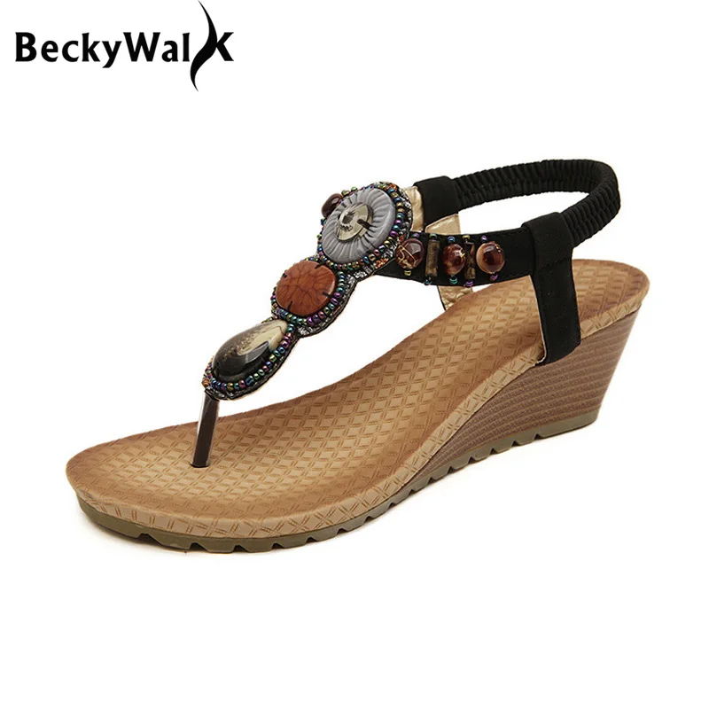 Женские Вьетнамки женские босоножки на высоком каблуке Летняя обувь танкетке