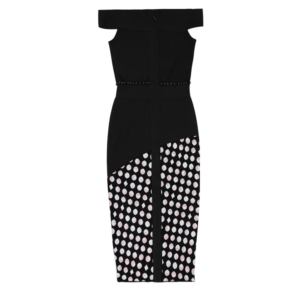 Herve Leger Babe сексуальная Slash шеи Разделение Бандажное платье укороченный топ с