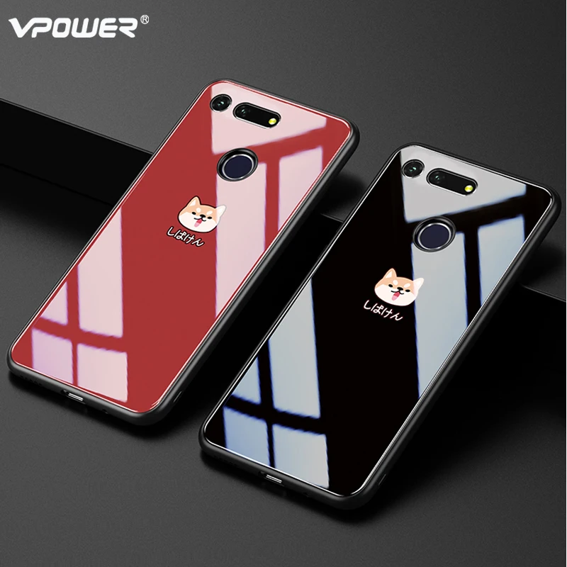 Стеклянный чехол Vpower для Huawei honor v20 задняя крышка силиконовый мягкий с краями