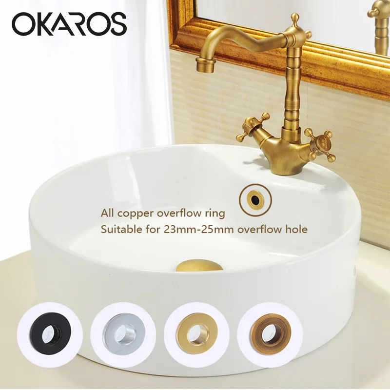 OKAROS раковина для ванной комнаты переливная крышка латунное украшение кольцо на 6