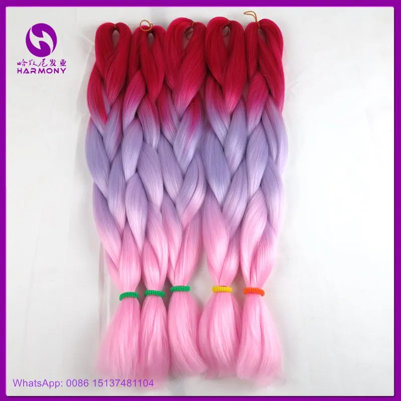 Desire for hair, 4 упаковки в партии, 24 дюйма, 100 г, 2 тона, три тона, ombre, цвет синтетический, плетение, коробка, косички, волосы, черный, серый, бордовый - Цвет: #350