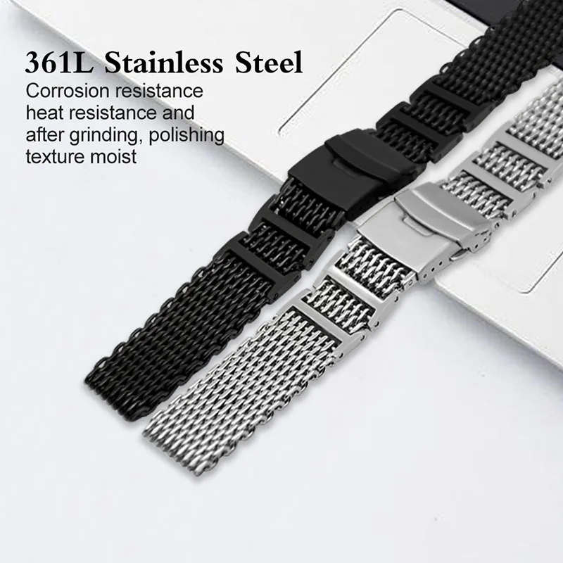 ZLIMSN New Stylish Mesh Watchband 316 Stainless Steel Black Silver Strap 20mm 22mm 24mm Watches Accessories Watch band | Наручные часы