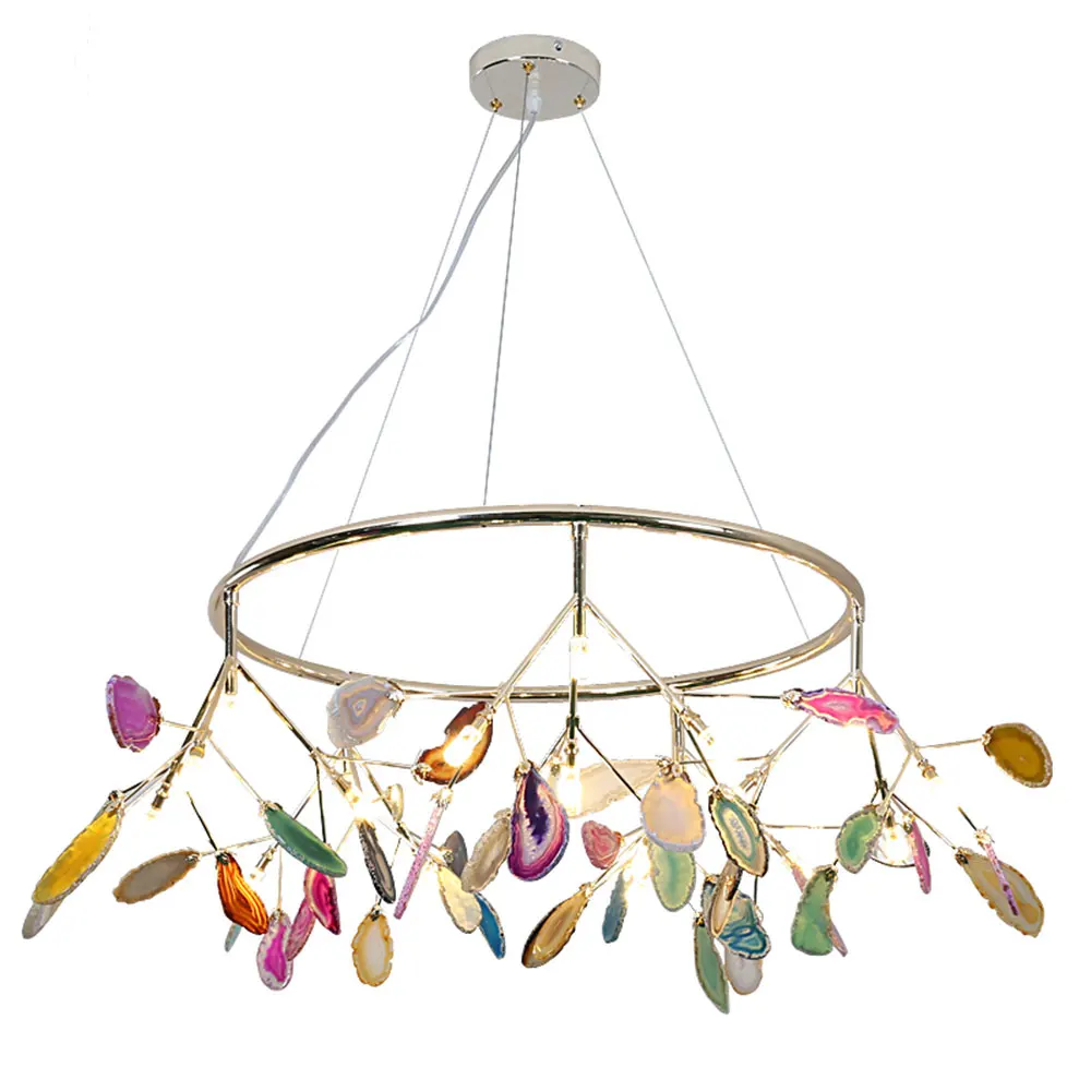 

Creative Colorful Agate Firefly Chandelier G4 Luminaria Led Chandelier Lustre Chandelier Lighting Lamparas For Dining Room