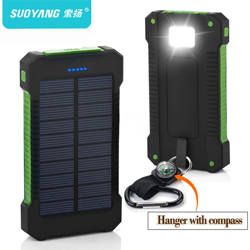Солнечный Мощность банк Водонепроницаемый 30000 mAh солнечное Зарядное устройство 2