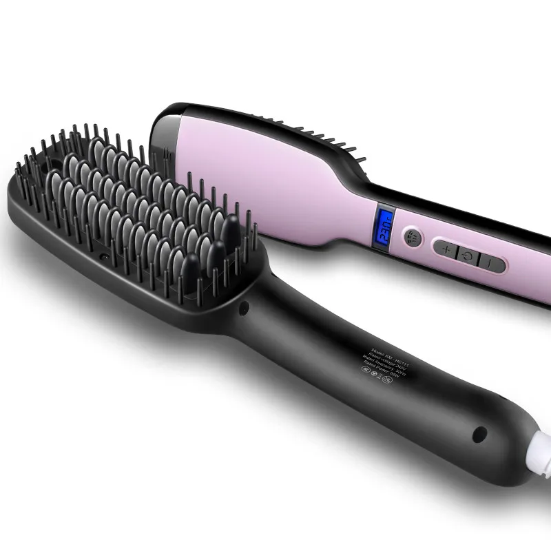 Kemei Electric Steam Spray Hair Straightener LCD Display Brush High Quality Rapid Heating Care Comb Alloy Irons | Красота и здоровье