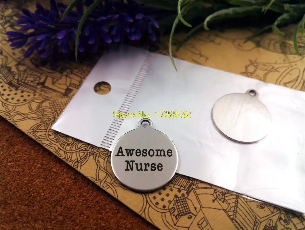 20 шт -- мм круг из нержавеющей стали круглый &quotAwesome nurse&quot одна сторона DIY Подвески |