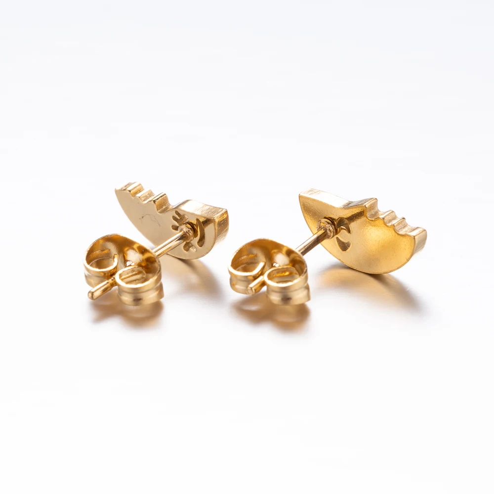 Женские серьги гвоздики с Луной из нержавеющей стали черного цвета модные