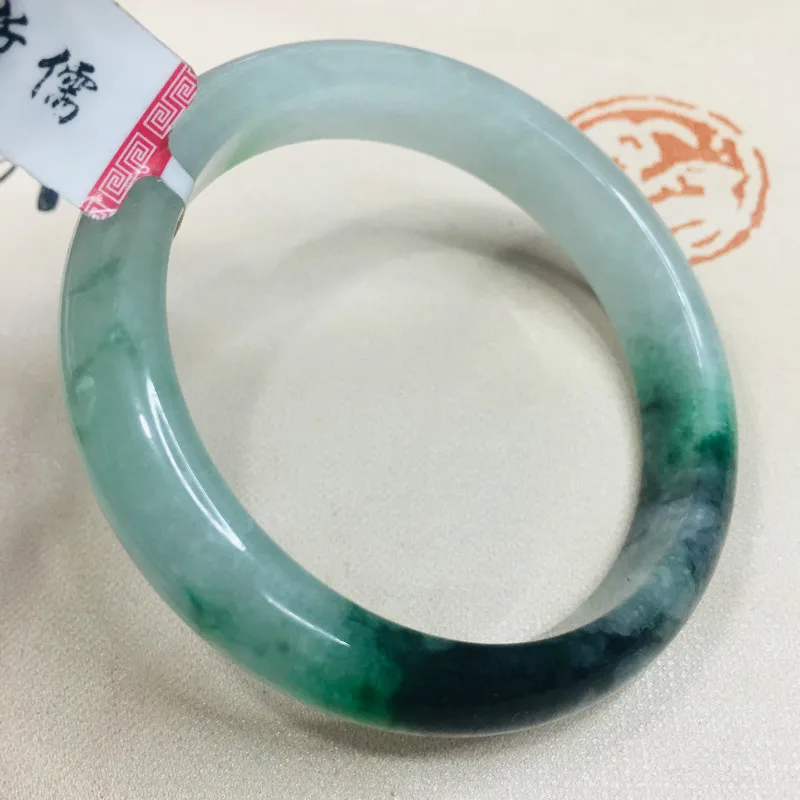 Zheru Jewelry Natural Jadeite Bracelet noble two-color dark blue 54-62mm female gift A certificate | Украшения и аксессуары