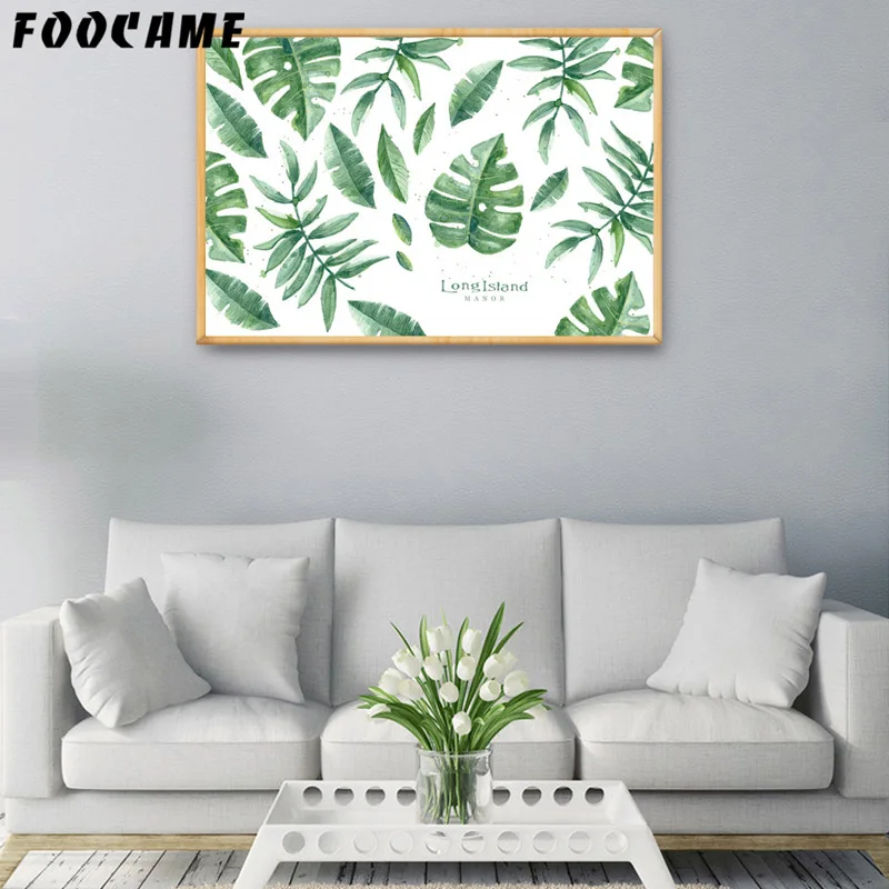 FOOCAME Watercolor Tropical Plants Monstera Leaf Posters and Print Art Canvas Painting Home Decor Wall Pictures For Living Room | Дом и сад