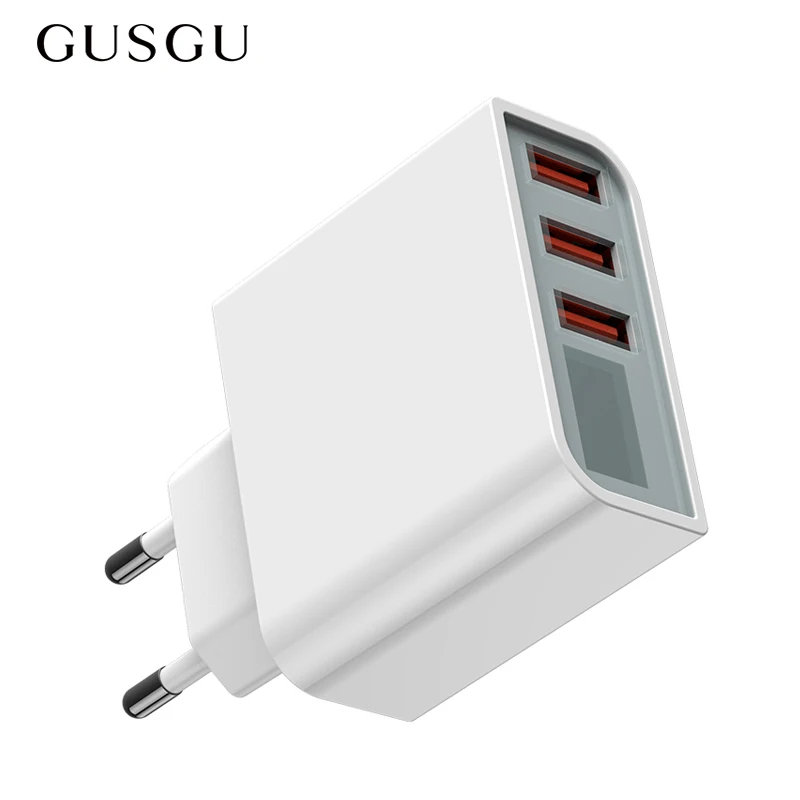 

3.4A/5V Quick Charger USB Charger LED EU Adapter 3 Port USB Charging For iPhone/Samsung/Xiaomi Wall Travel Phone Fast Charger