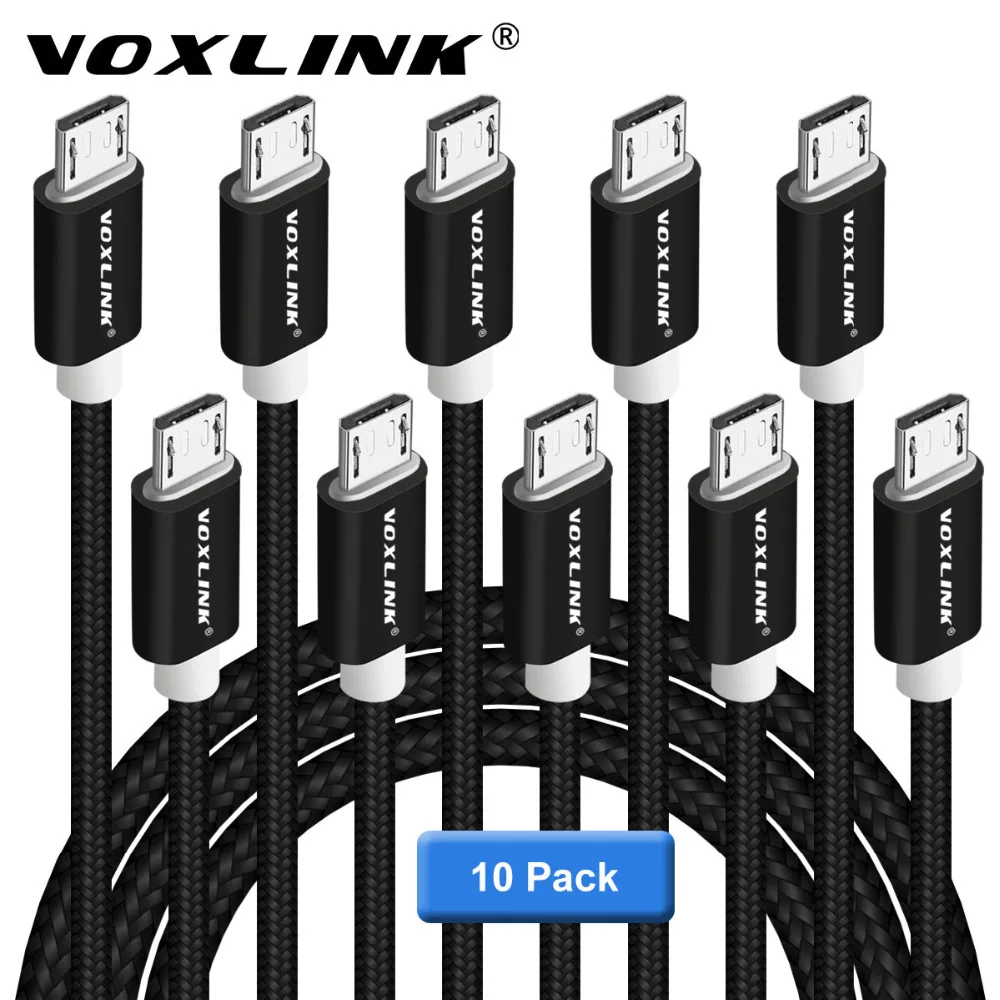 VOXLINK 2.1A Быстрый кабель Micro USB [10 Pack] для зарядки данных samsung LG xiaomi huawei мобильный