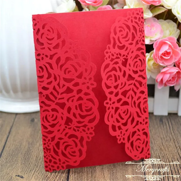 

Personalized Rose flower wedding invitation card laser cut invitation card wedding invitations