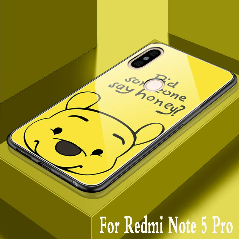 Для xiaomi redmi note 5 pro Чехол из закаленного стекла с мультипликационным принтом для
