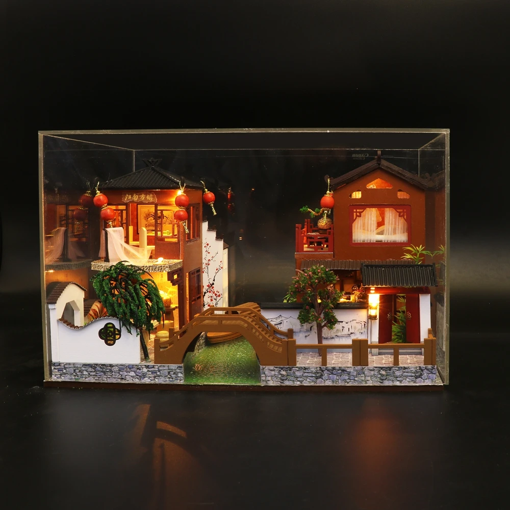 Детские игрушки Diy кукольный домик собирать деревянные Miniaturas кукольный дом мебель миниатюрный кукольный домик Головоломка Развивающие игрушки для детей