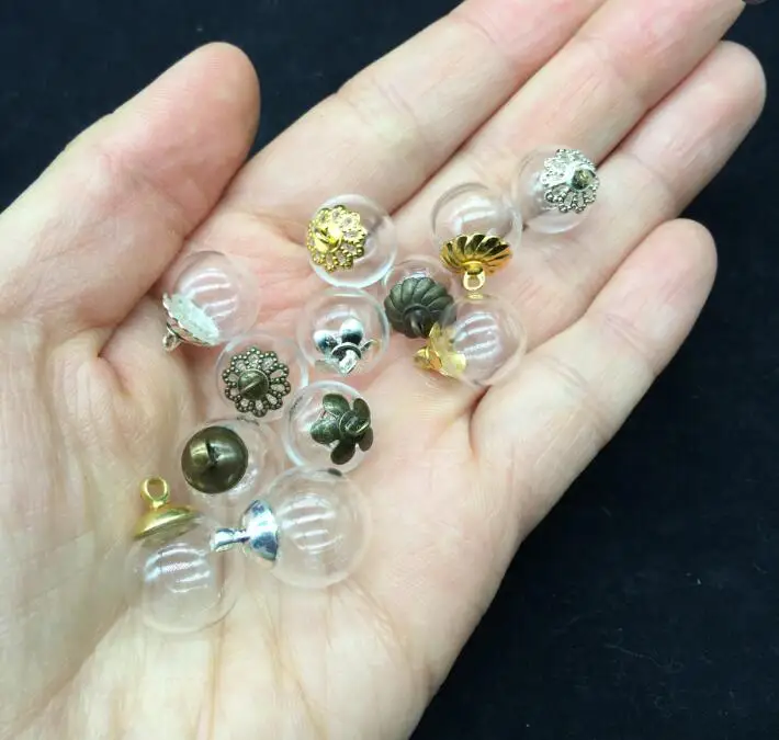 

5set 14*4mm Transparent glass globe necklace diy jewelry findings Glass vial pendant glass bottle bubble cover dome container