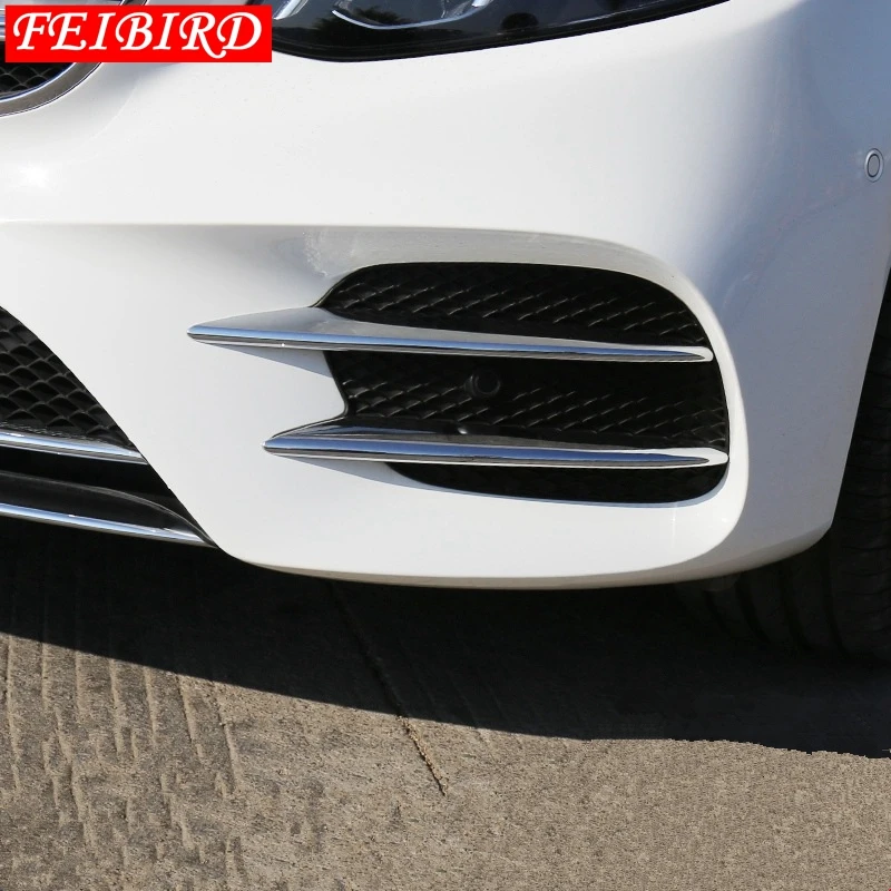 For Mercedes Benz E-Class W213 E260 E300 Sport 2017 2018 ABS Front Fog Light Lamp Eyelid Frame Cover Trim Bright Silver | Автомобили и
