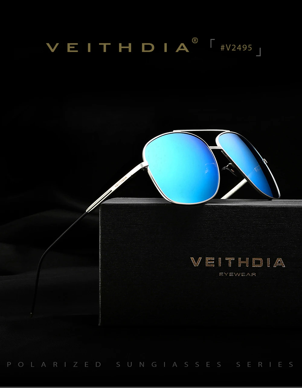 Бренд veithdia Для Мужчин's Винтаж Солнцезащитные очки Квадратные поляризованные UV400 объектива очки аксессуары мужские солнцезащитные очки для мужчин/Для женщин VT2495