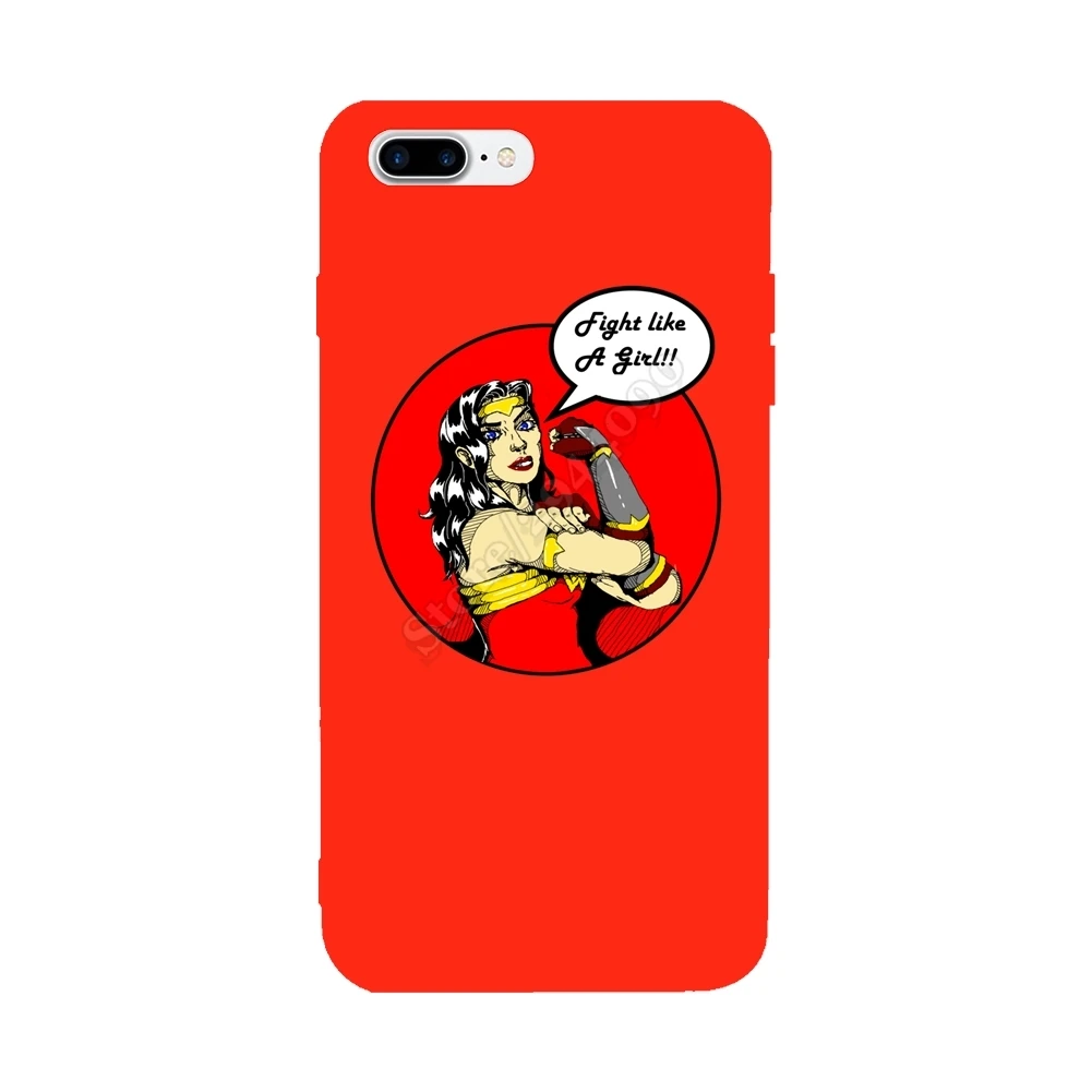 Fight Like A Girl Wonder Woman For Iphone 6S 6 7 8 Plus Case Soft TPU Anti-knock Protective Custom Covers X |