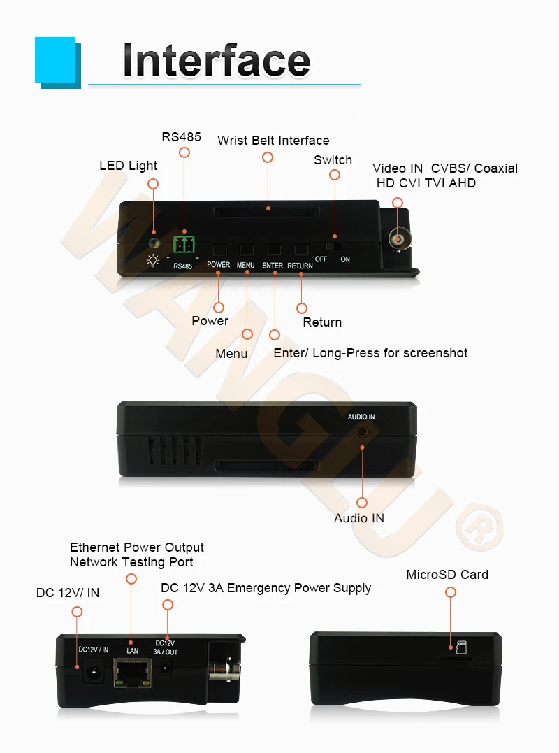 WANGLU " wirst IPC-1800ADH плюс коаксиальный HD 4,0 CCTV Тест er монитор с 4 к H.265 IP CVI TVI AHD CVBS все в одной камере тест