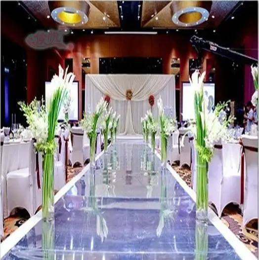 Популярные серебристые Декорации для свадебного декора зеркальный ковер