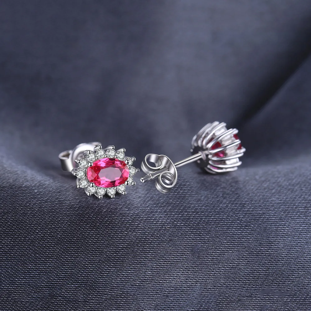 JewelryPalace Diana Created Ruby Stud Earrings 925 Sterling Silver For Women Gemstones Korean Earings Fashion Jewelry | Украшения и