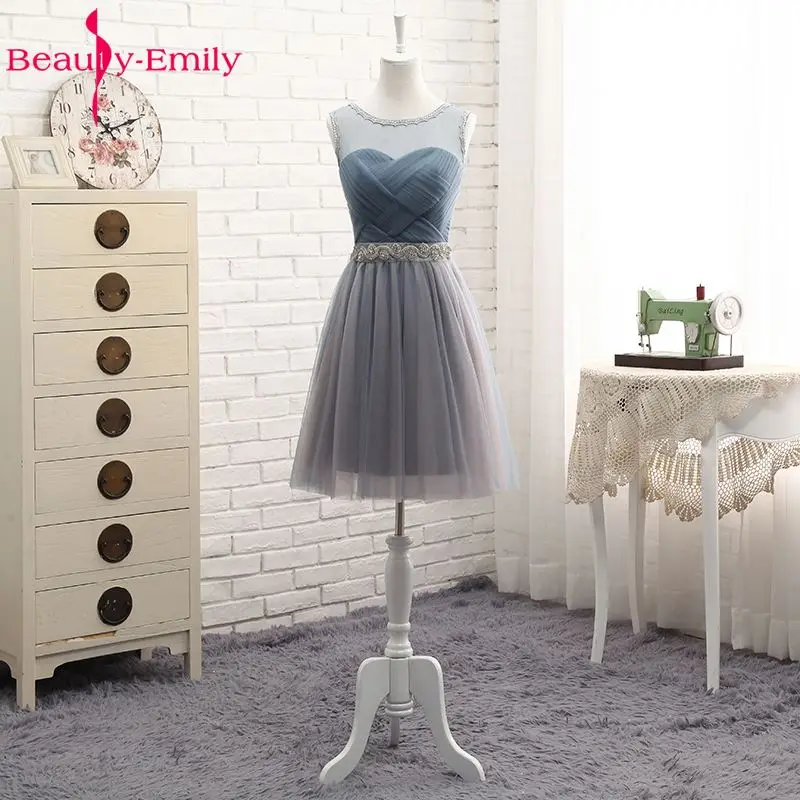 O3 Beauty Emily Высокое качество Тюль Длинные Короткие платья подружки невесты Формальные трапециевидные винтажные платья для выпускного вечера с открытыми плечами - Цвет: O3